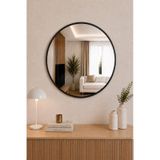 Effe Siyah Metal Çerçeveli 60 cm Yuvarlak Ayna