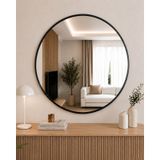 Effe Siyah Metal Çerçeveli 70 cm Yuvarlak Ayna