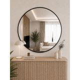 Effe Siyah Metal Çerçeveli 90 Cm Yuvarlak Ayna