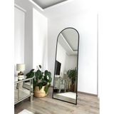 Effe Siyah Metal Çerçeveli Ayaklı Oval Boy Aynası 180x60 Cm