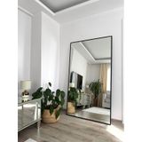 Effe Siyah Metal Çerçeveli Duvara Monte 180x100 Cm Boy Aynası