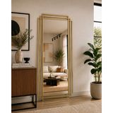 Effe Yapı Dekor 180x80 cm Şık Tasarım Gold Metal Çerçeveli Dikdörtgen Dekoratif Ayna