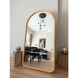 Effe Yapı Dekor Doğal Ahşap Çerçeveli 180X100 cm ( Naturel ) Oval Ayaklı Boy Aynası - Natürel - 180 x 100 cm