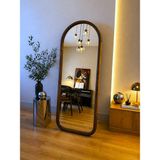 Effe Yapı Dekor Doğal Ahşap Çerçeveli 180x70 cm Ceviz Ayaklı Boy Aynası
