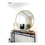 EFFE YAPI DEKOR Gold Metal Çerçeveli 100 Cm Yuvarlak Ayna