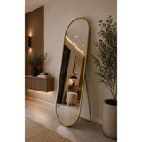 Effe Yapı Dekor Gold Metal Çerçeveli 180x60 cm Elips Model Ayaklı Boy Aynası