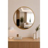 Effe Yapı Dekor Gold Metal Çerçeveli 60 cm Yuvarlak Ayna - Altın - 60 x 60 cm