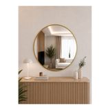 EFFE YAPI DEKOR Gold Metal Çerçeveli 70 Cm Yuvarlak Ayna