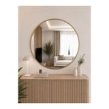 EFFE YAPI DEKOR Gold Metal Çerçeveli 80 Cm Yuvarlak Ayna