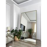 Effe Yapı Dekor Gold Metal Çerçeveli Dikdörtgen AYAKLI180X100 cm Boy Aynası