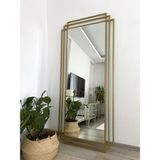 Effe Yapı Dekor Gold Metal Çerçeveli Dikdörtgen Dekoratif Ayna 180X80 cm Şık Tasarım