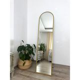 Effe Yapı Dekor Gold Metal Oval Çerçeveli 160X40 cm Ayaklı Boy Aynası Şık Tasarım