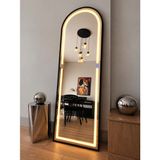 Effe Yapı Dekor Ledli Gold Metal Çerçeveli 180x60 cm Siyah Ayaklı Boy Aynası