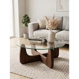 Effe Yapı Dekor Orta Sehpa - Ceviz Renkli Yuvarlak Model 80X80 cm ( Temperli Cam ) - CEVİZ