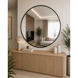 Effe Yapı Dekor Siyah Metal Çerçeveli 100 cm Yuvarlak Ayna - 100 x 100 cm