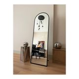 Effe Yapı Dekor Siyah Metal Çerçeveli 160X40 cm Oval Ayaklı Boy Aynası