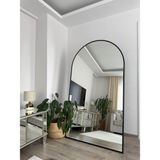 Effe Yapı Dekor Siyah Metal Çerçeveli 180x100 cm Ayaklı Oval Boy Aynası
