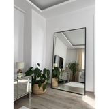 Effe Yapı Dekor Siyah Metal Çerçeveli 180X100 cm Dikdörtgen Model Duvar Aynası (Ayaksız)