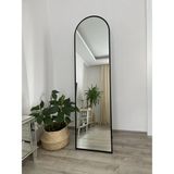 Effe Yapı Dekor Siyah Metal Çerçeveli 180x50 cm Ayaklı Oval Boy Aynası