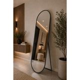 Effe Yapı Dekor Siyah Metal Çerçeveli 180x60 cm Elips Model Ayaklı Boy Aynası