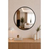Effe Yapı Dekor Siyah Metal Çerçeveli 60 cm Yuvarlak Ayna - 60 x 60 cm