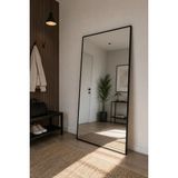 Effe Yapı Dekor Siyah Metal Çerçeveli Dikdörtgen Ayaklı 180x100 cm Boy Aynası