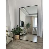 Effe Yapı Dekor Siyah Metal Çerçeveli Dikdörtgen AYAKLI180X100 cm Boy Aynası