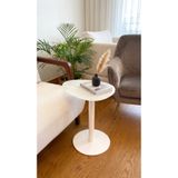 EFFE YAPI DEKOR Traverten Mermer Desenli Modern 40x30 CM Zigon Yan Sehpa 8 MM Temper Cam