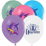 EffectPartyStore Lateks Balon Rainbow Unicorn Baskili 8'li Çok Renkli