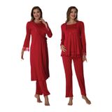 Effort 2018 Vişne Kolay Emzirme Özellikli Sabahlıklı Lohusa Pijama Takımı, XL, TXB3C9AB9D1447-869804IGP26329