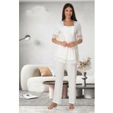 Effort Kadın Ekru Dantelli Hamile Lohusa Pijama Takımı, 2XL, EF6032EFT-19804IGP267337