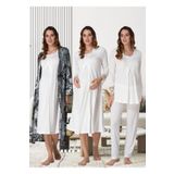 Effort Kadın Ekru Hamile Lohusa Sabahlıklı Gecelik Ve Pijama Takımı Set Effortt, L, Effortt-9046-1-19804IGP2717016