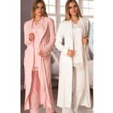 Effort Kadın Ekru Hamile Lohusa Sabahlıklı Pijama Takımı 3'lü Set, M, EF4034EFRT-19804IGP266833