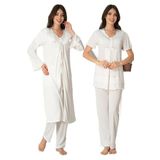 Effort Kadın Ekru Hamile Lohusa Sabahlıklı Pijama Takımı, XL, EF8024EFR-19804IGP267936
