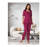 Effort Kadın Fuşya Dantelli Hamile Lohusa Pijama Takımı, L, EF6032EFR-19804IGP267609