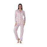 Effort Kadın Fuşya Pamuklu Desenli Uzun Kollu Önden Düğmeli Pijama Takımı, 2XL, EF2462-198IGP101399