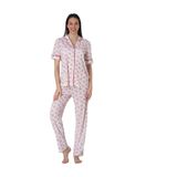 Effort Kadın Fuşya Pamuklu Kısa Kollu Önden Düğmeli Pijama Takımı, M, EF2432-198IGP101369
