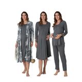 Effort Kadın Gri Hamile Lohusa Sabahlıklı Gecelik Ve Pijama Takımı Set Effortt, XL, Effortt9046-19804IGP27186413
