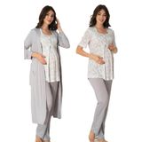 Effort Kadın Gri Hamile Lohusa Sabahlıklı Pijama Takımı 3'lü Set 8014, 2XL, EF8014EFFR-19804IGP266527