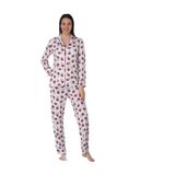 Effort Kadın Kırmızı Pamuklu Uzun Kollu Önden Düğmeli Pijama Takımı, L, EF2442-198IGP101374