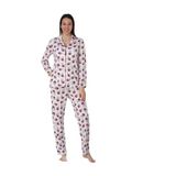 Effort Kadın Kırmızı Pamuklu Uzun Kollu Önden Düğmeli Pijama Takımı, S, EF2442-198IGP101372