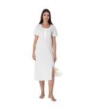 Effort Kadın Krem Ekru Pamuklu Kısa Kolu Yırtmaçlı Gecelik, 2XL, EF3073-198IGP100744