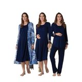 Effort Kadın Lacivert Hamile Lohusa Sabahlıklı Gecelik Ve Pijama Takımı Set Effortt, M, Effortt-9046-1-19804IGP27186407