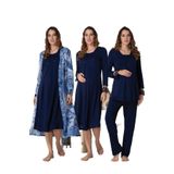 Effort Kadın Lacivert Hamile Lohusa Sabahlıklı Gecelik Ve Pijama Takımı Set Effortt, S, Effortt-9046-1-19804IGP27186440