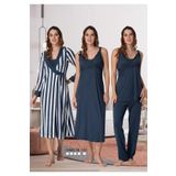 Effort Kadın Lacivert Hamile Lohusa Sabahlıklı Gecelilk Pijama Takım 4'lü Set Effortt, M, Effortt9036-19804IGP2717402