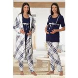 Effort Kadın Lacivert Hamile Lohusa Sabahlıklı Spor Pijama Takımı, 2XL, EF6024EFR-19804IGP268525