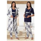 Effort Kadın Lacivert Hamile Lohusa Sabahlıklı Spor Pijama Takımı, L, EF6024EFR-19804IGP268521