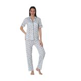 Effort Kadın Lacivert Pamuklu Kısa Kollu Önden Düğmeli Pijama Takımı, 2XL, EF2432-198IGP101354