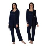 Effort Kadın Lacivert Sabahlıklı Hamile Lohusa Pijama Takımı, S, EF2401EFRT-19804IGP265570