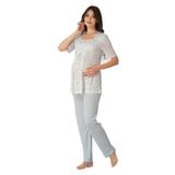 Effort Kadın Mavi Hamile Lohusa Kısa Kollu Pijama Takımı, S, EF8012EFF-19804IGP267006